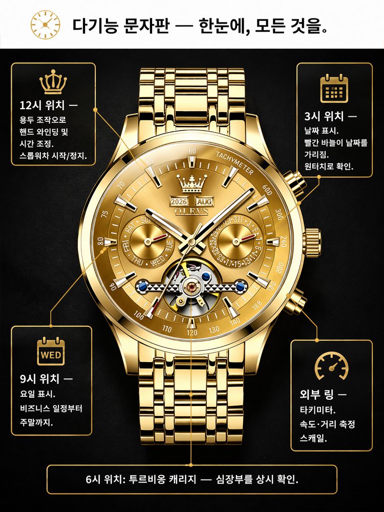 【스와 정밀】고급 스켈레톤 투르비용 손목시계