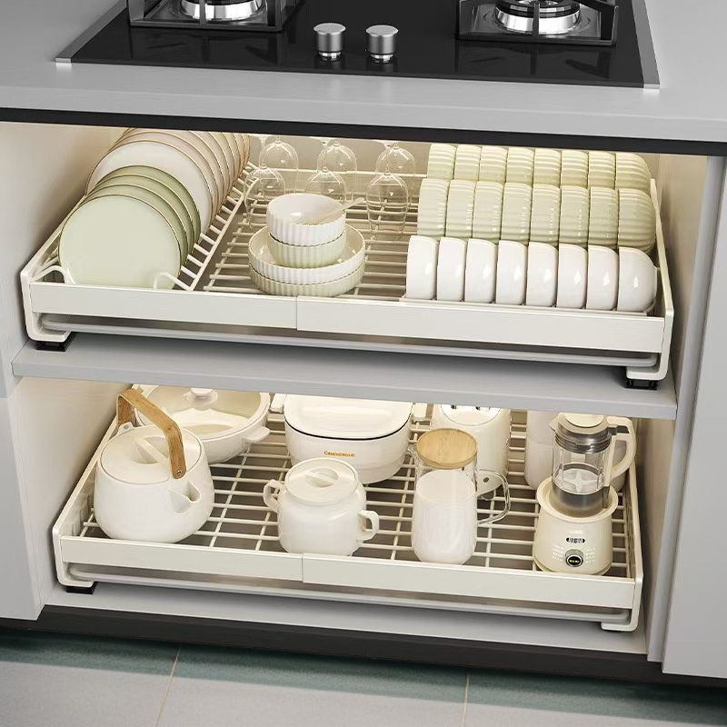 주방 서랍형 확장 배수 그릇 바구니 무타공 풀아웃 바스켓
