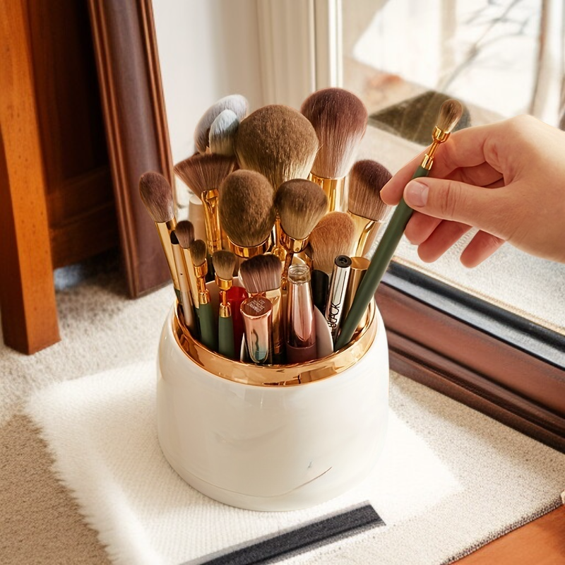 360도 회전 방진 뚜껑 메이크업 브러시 정리대 데스크톱