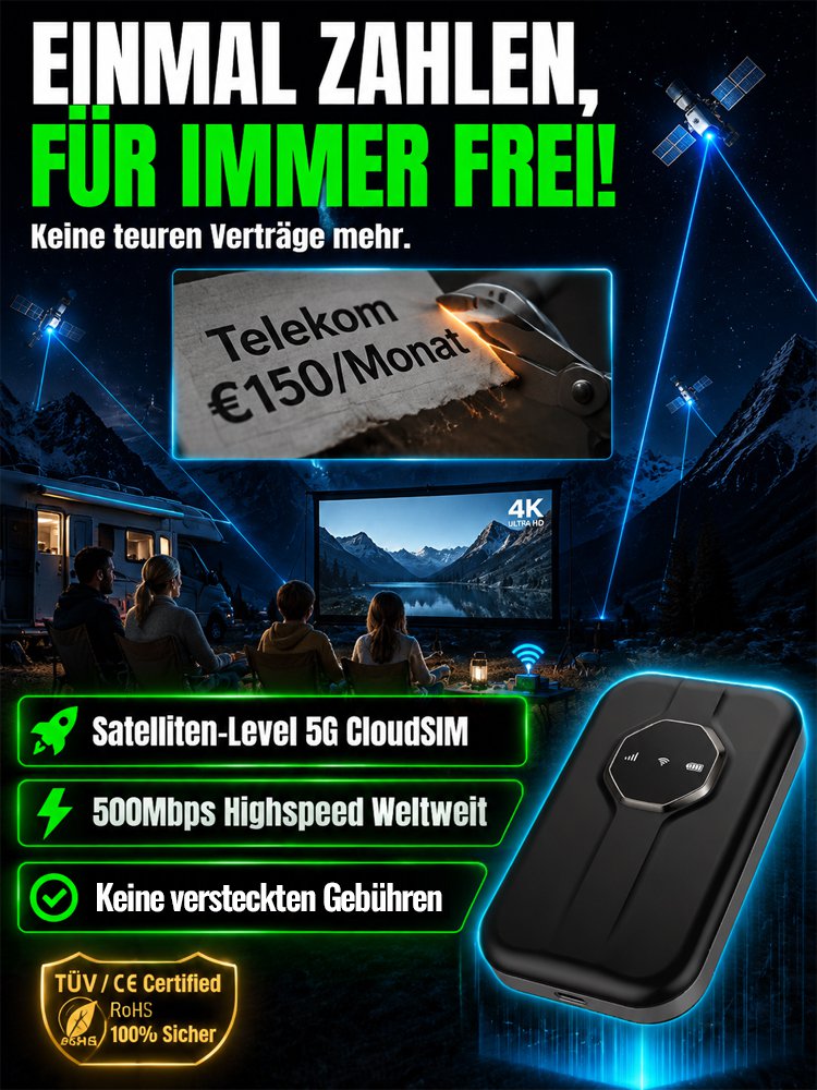 【Kein SEPA-Mandat erforderlich】Tragbares Satelliten-WLAN✨100% Abo-frei✨