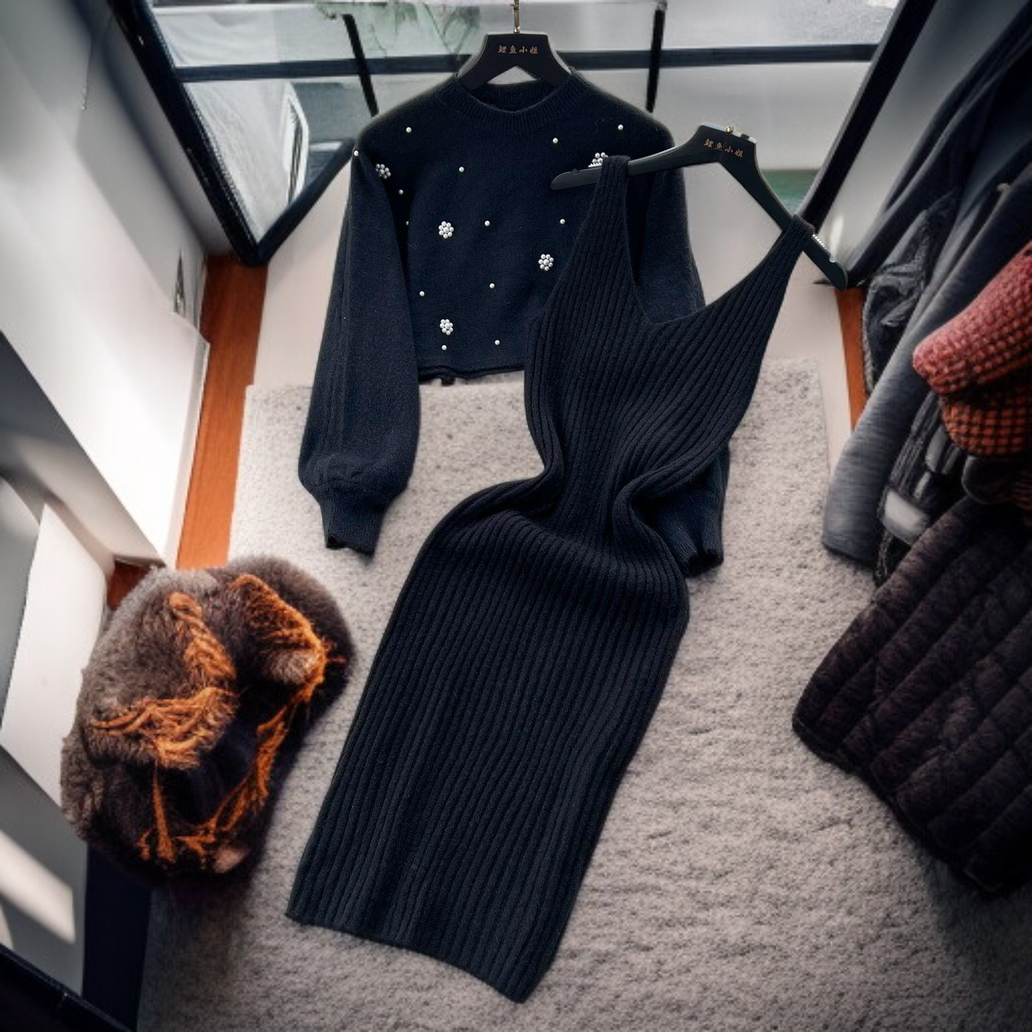 秋冬針織毛衣裙
