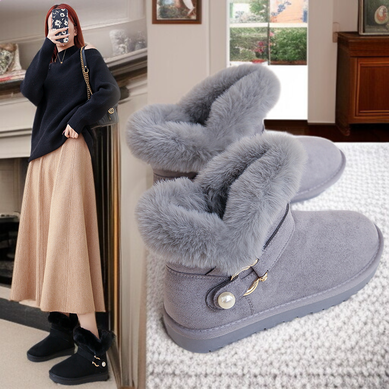 학생 하이탑 스노우 부츠 기모 면화 스니커즈 스노우 부츠 여성 스니커즈