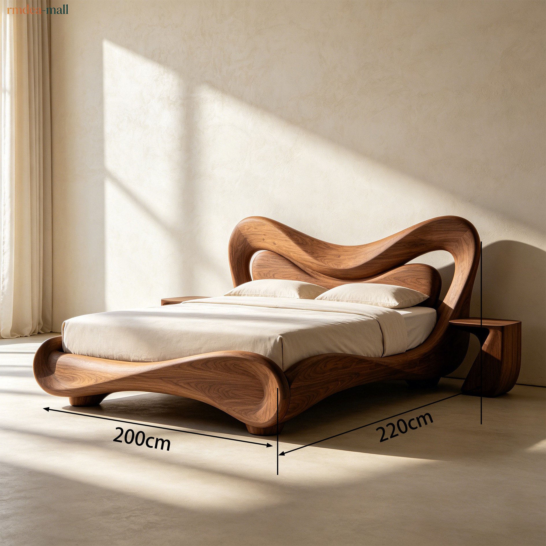 Modern master bedroom featuring solid wood double bed