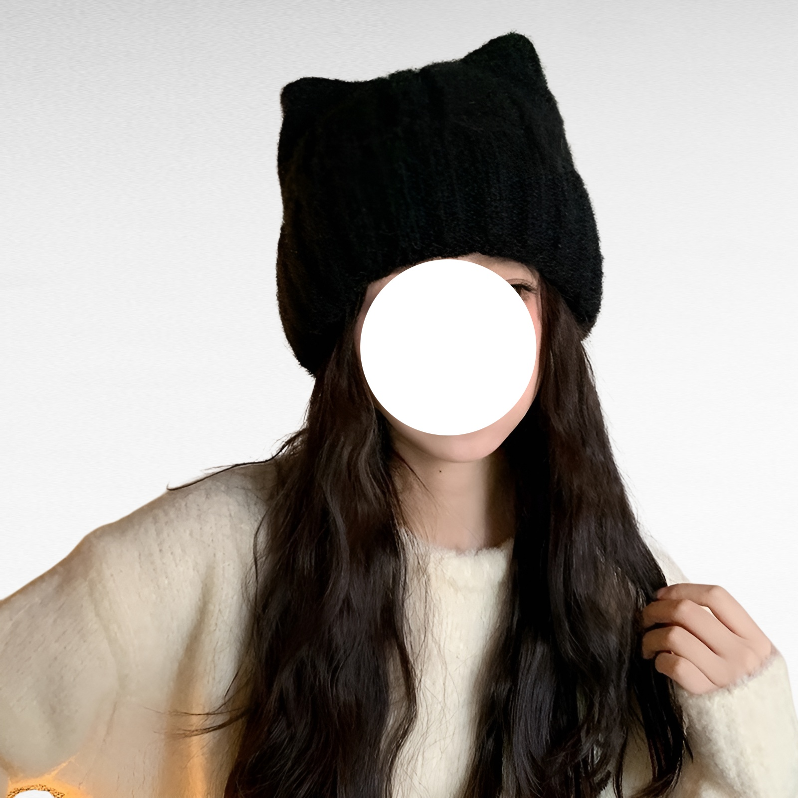여성용 고양이 귀 니트 모자 4가지 색상 겨울 방한 귀여운 울모자 얼굴형 보정