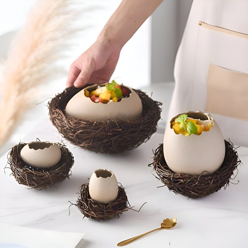 จานเปลือกไข่ลายเถาวัลย์ สำหรับอาหารหลากหลาย