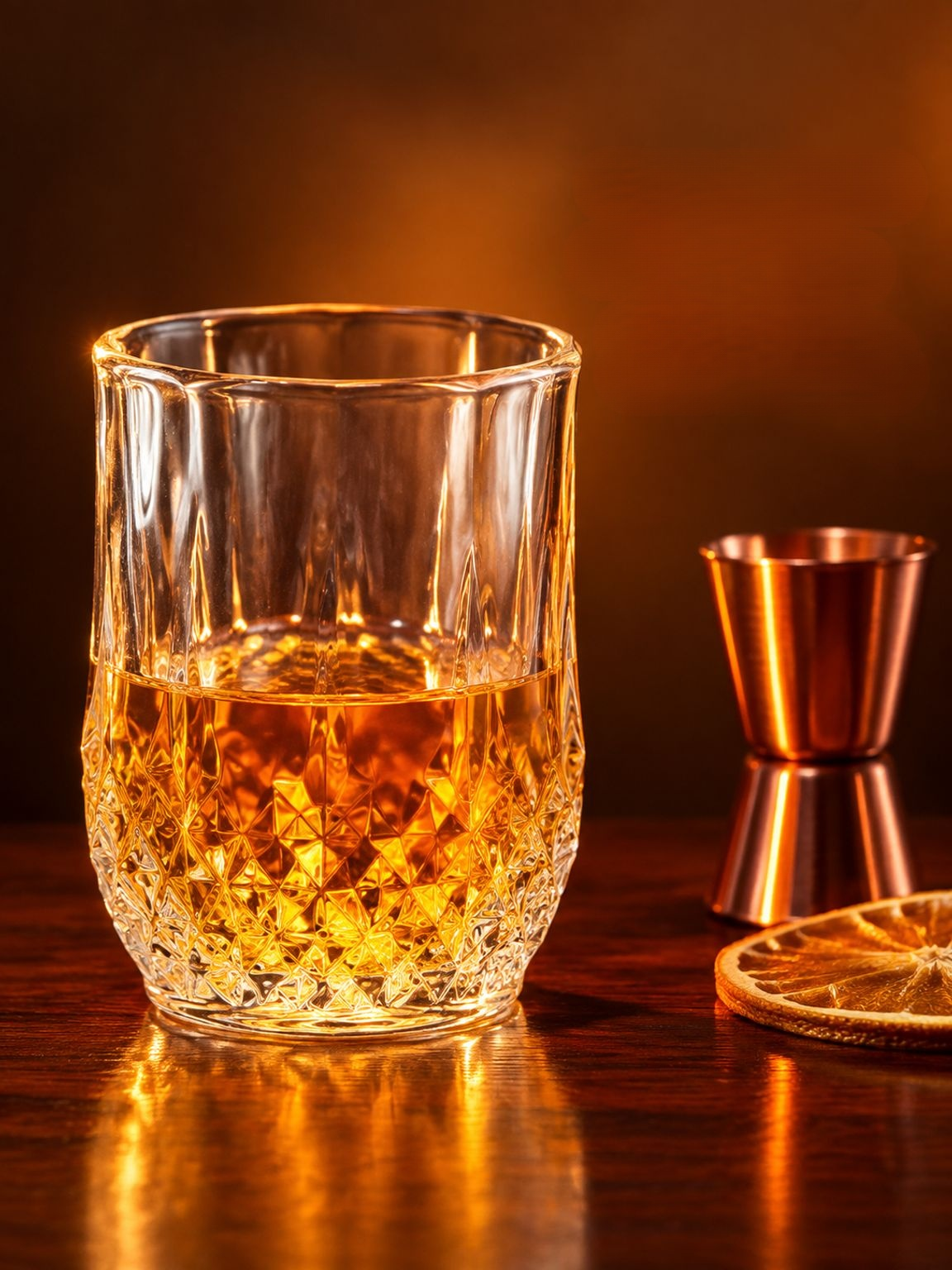 Transparant whiskyglas met verfijnd diamantdesign