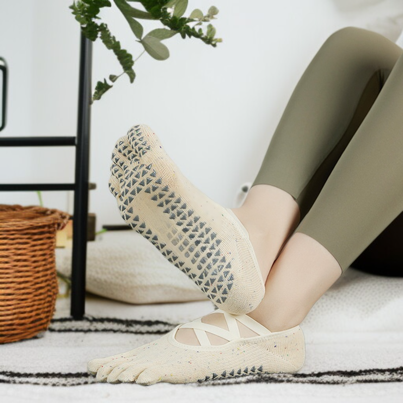 女性用滑り止めヨガ五本指ソックス夏用通気性