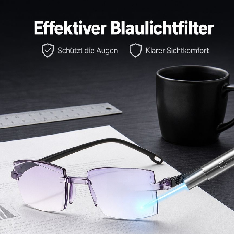Intelligente rahmenlose Lesebrille mit HD und Blaulichtschutz