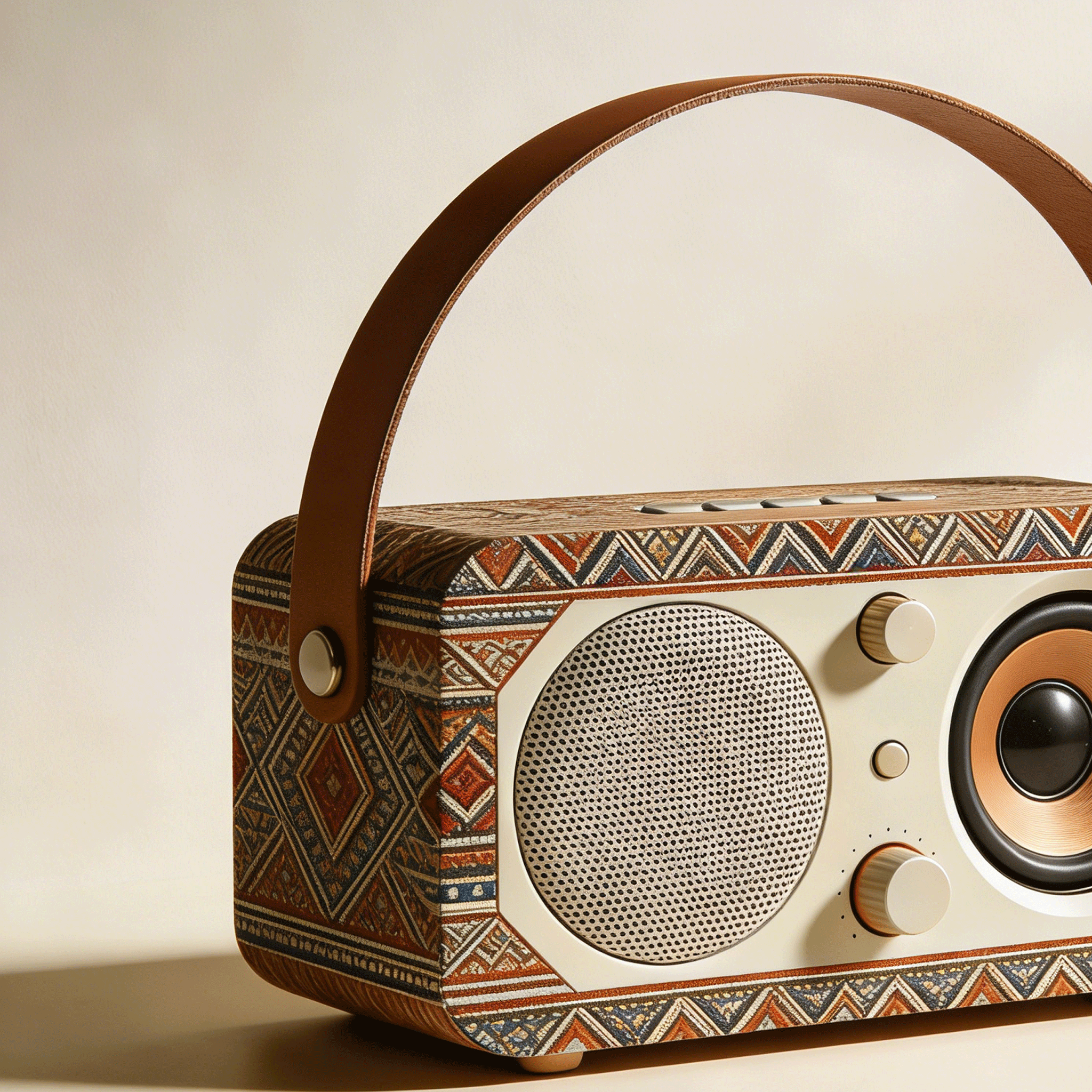 ลำโพงดีไซน์ย้อนยุคขนาดพกพา สีคลาสสิก