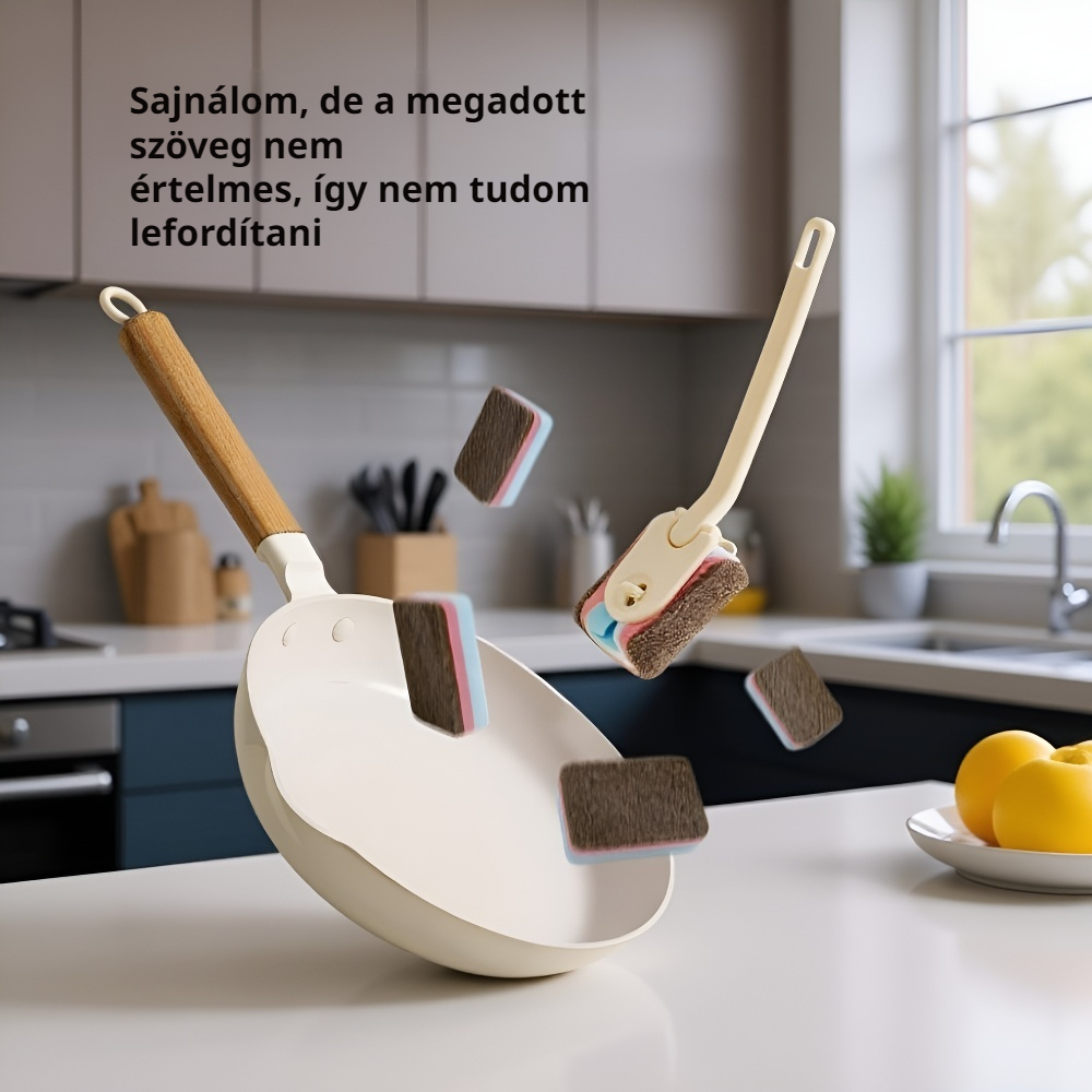 Hosszú nyelű tisztítókefe szivaccsal, konyhai mosogatószivacs és edénykefe