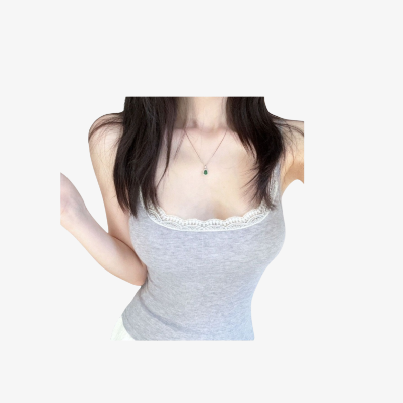 パッド入りスリムレーストリムセクシーキャミソールトップス