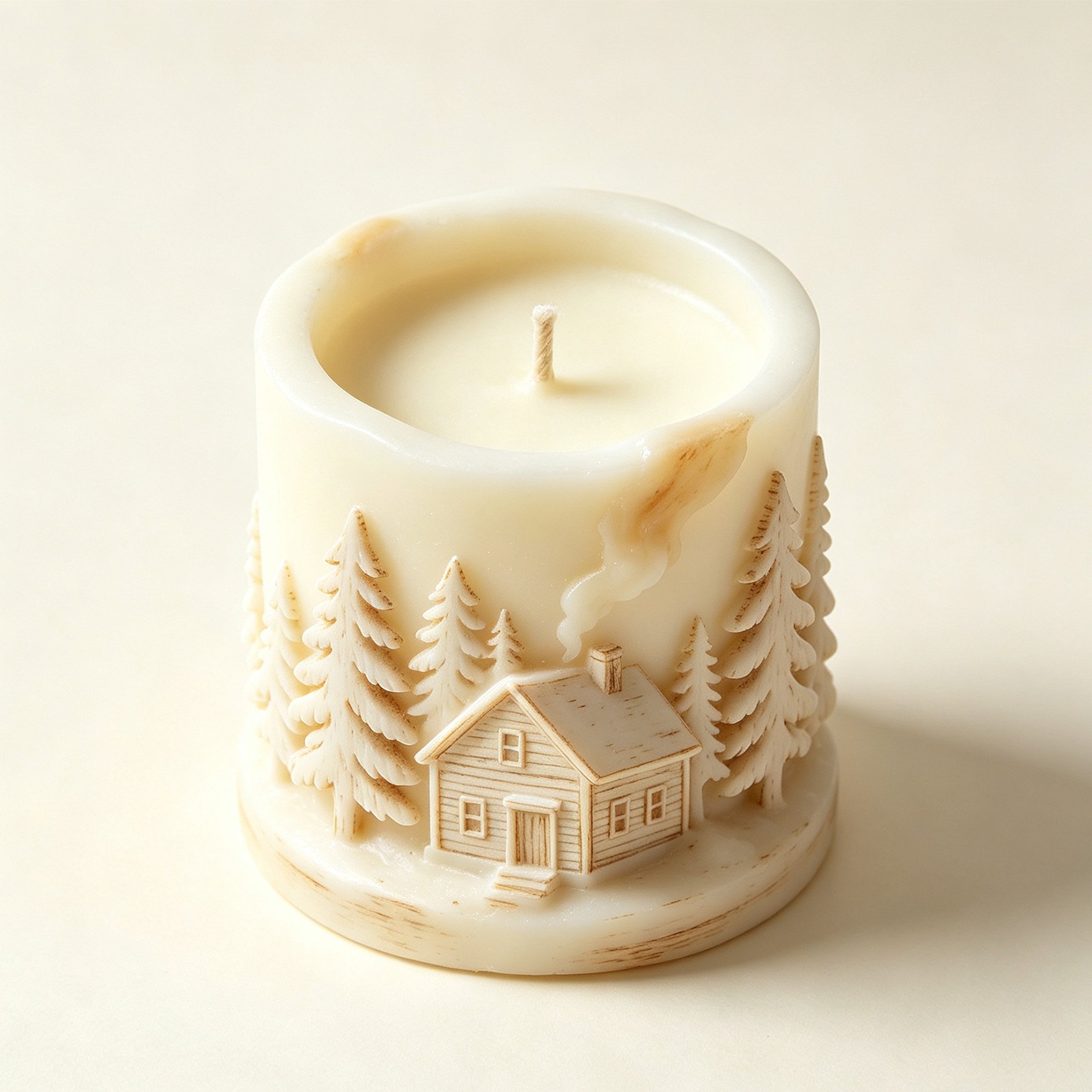 Wood cabin incense and candles