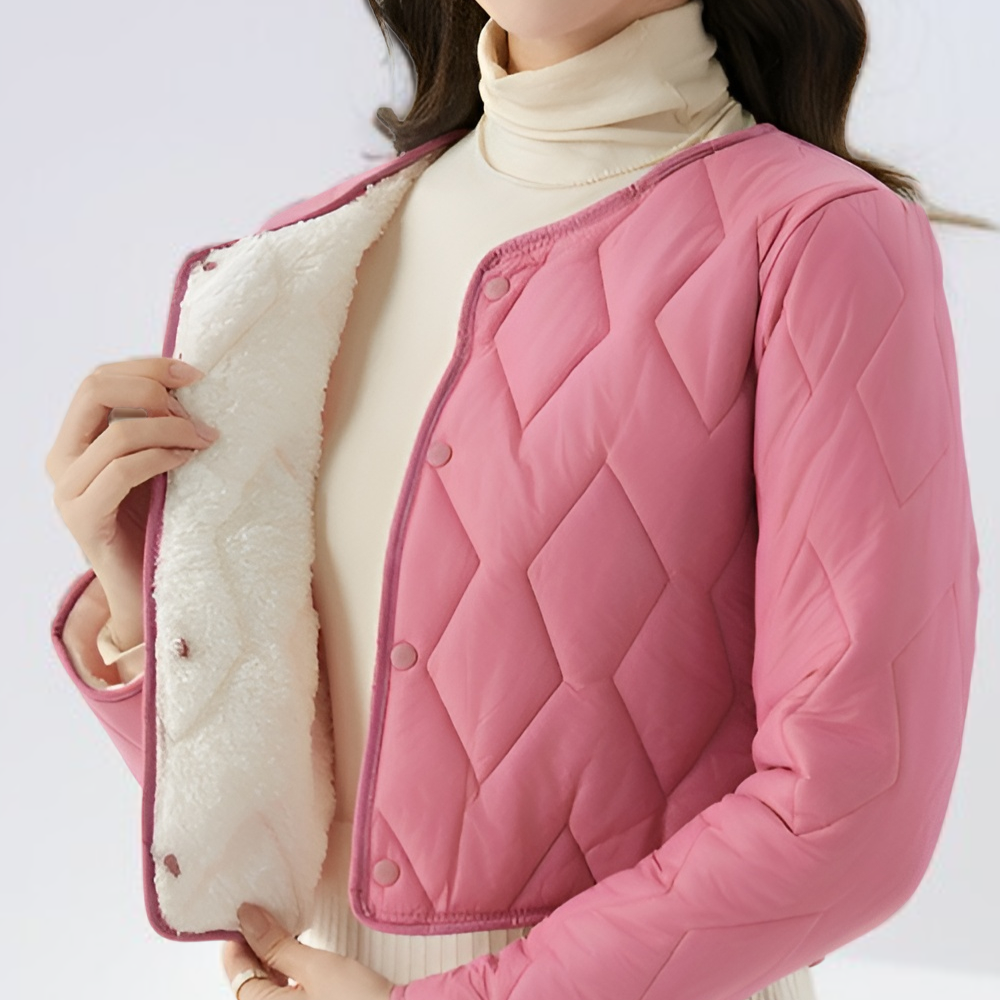 レディース フリース裏地ショートコットンジャケット