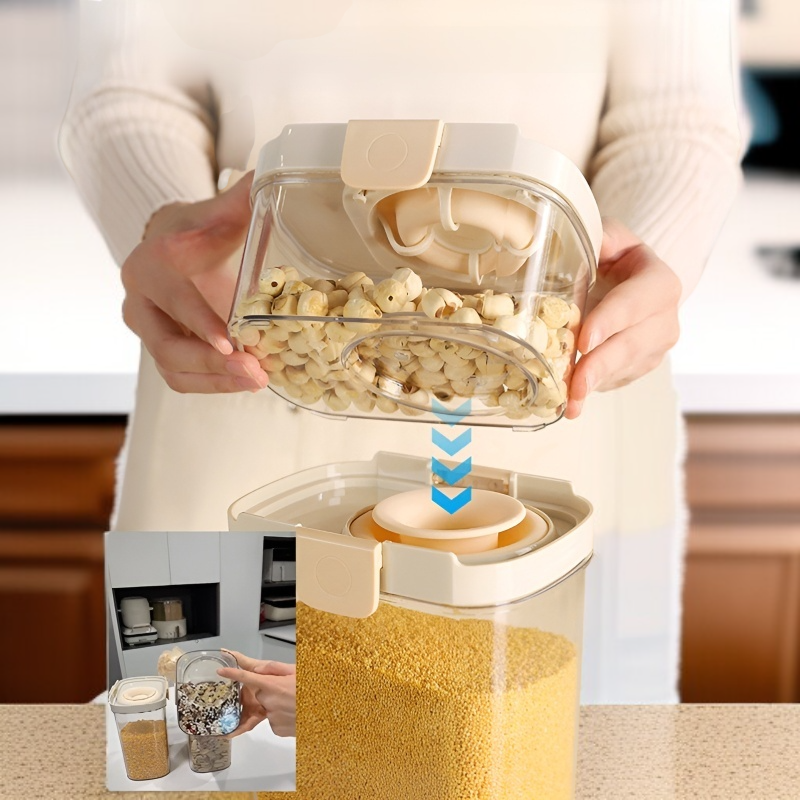 주방보관탱크 식품급 밀폐탱크 덧대어 수납함 신축오곡잡곡통 플레어 실리콘 향신료보관통