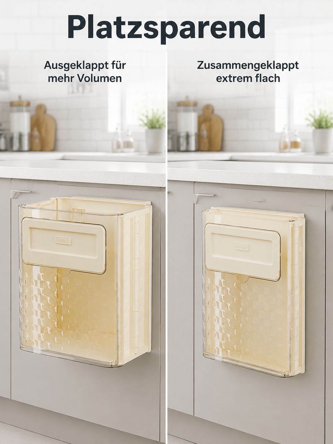 Hochwertiger zusammenklappbarer Mülleimer für die Küche im Haushalt, stanzfreier hängender Mülleimer