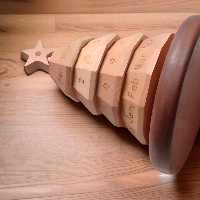 クリスマスツリーカレンダー、クリスマスデコレーション、木製テーブル、ミニクリスマスツリー、カウントダウンカレンダー、オーナメント、回転式パーペチュアルカレンダー、デコレーションカレンダー、クリスマスの