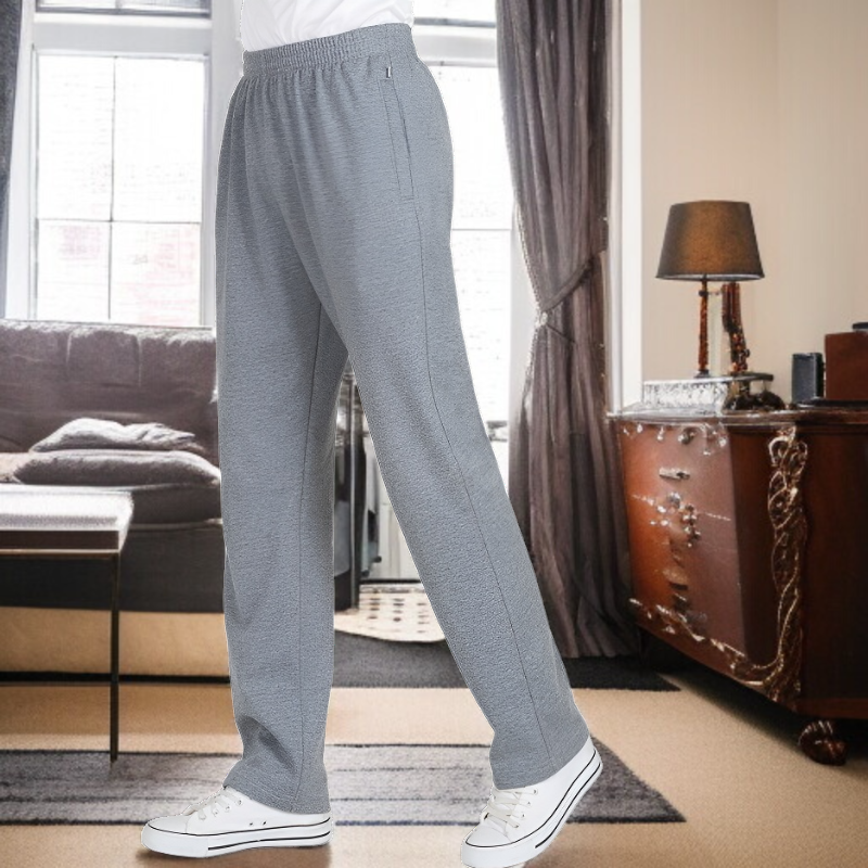 中高年と高齢者スポーツズボン男性春と秋の緩い綿高齢者レジャーズボンは、パッド入り、肥厚父弾性ウエスト長ズボン