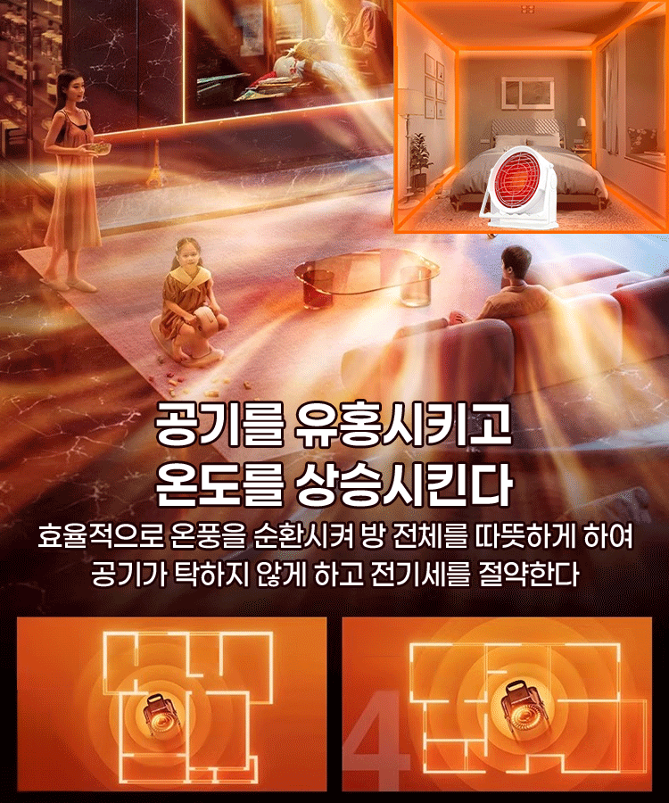 【영하 30℃도 봄처럼 따뜻함】4-in-1 절전 무광 난방기