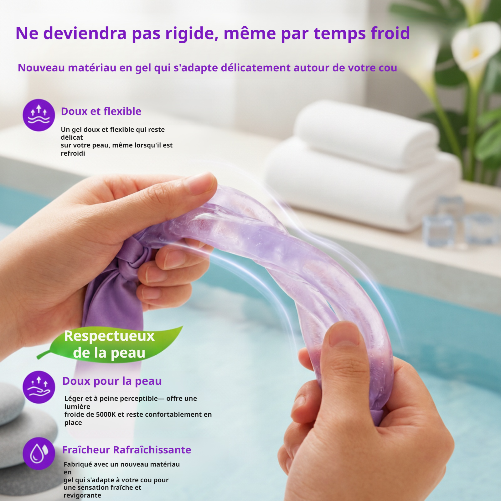 Serviette de refroidissement pour femmes, tour de cou rafraîchissant, refroidissement immédiat