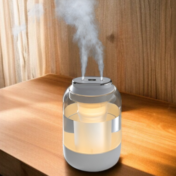 新しいダブルスプレー大容量加湿器家庭用寝室雰囲気ライト大霧量静音スプレーUSB清浄機