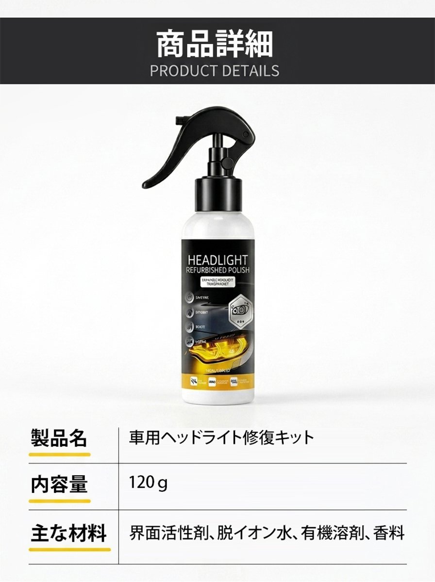 車用ヘッドライト修復キット
