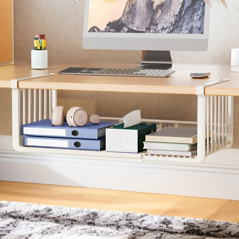 책상 밑 걸이 바구니 책상 옆 행잉 수납선반 슬라이드 수납박스 책상 옆 정리 아티팩트