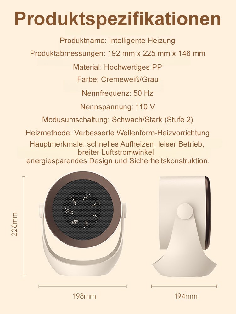 【Sofortige Wärme】Multifunktionaler Schnellheizlüfter