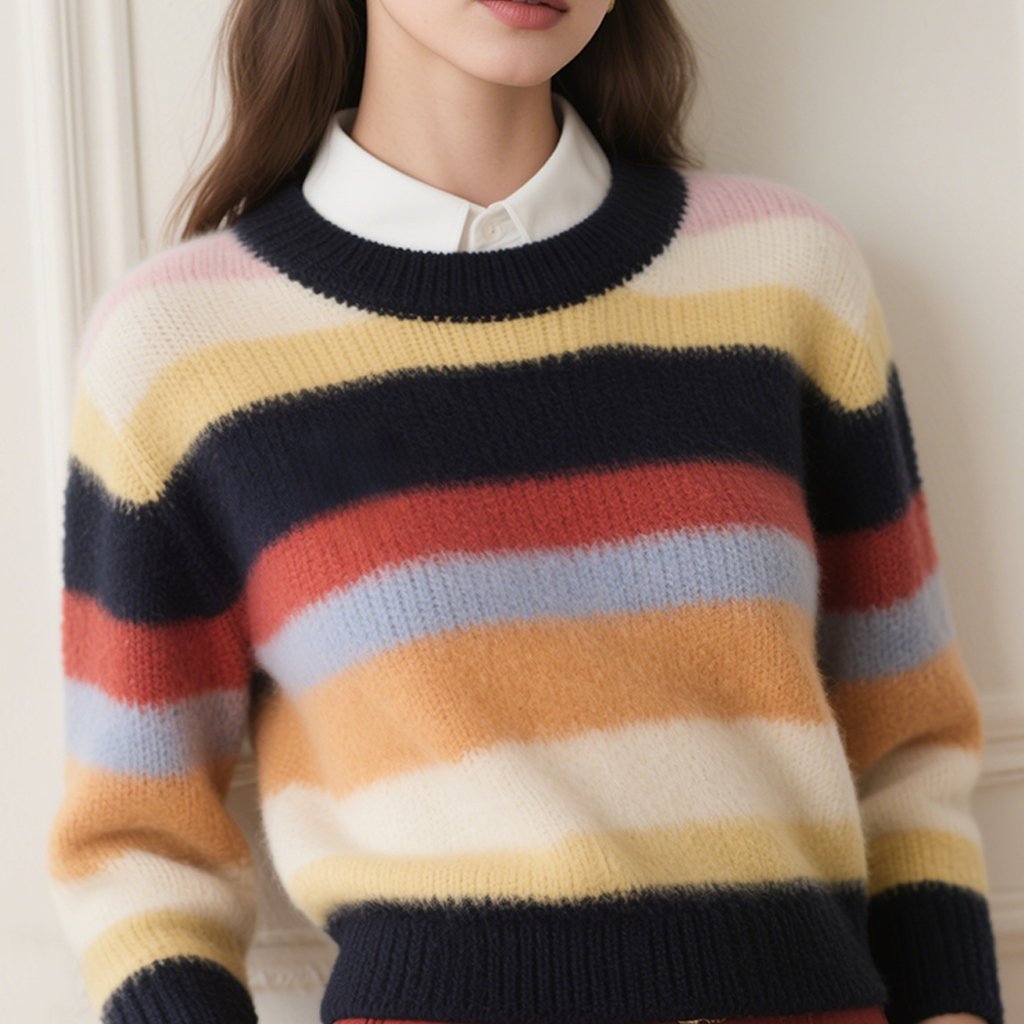 여성용 컬러 스트라이프 스웨터