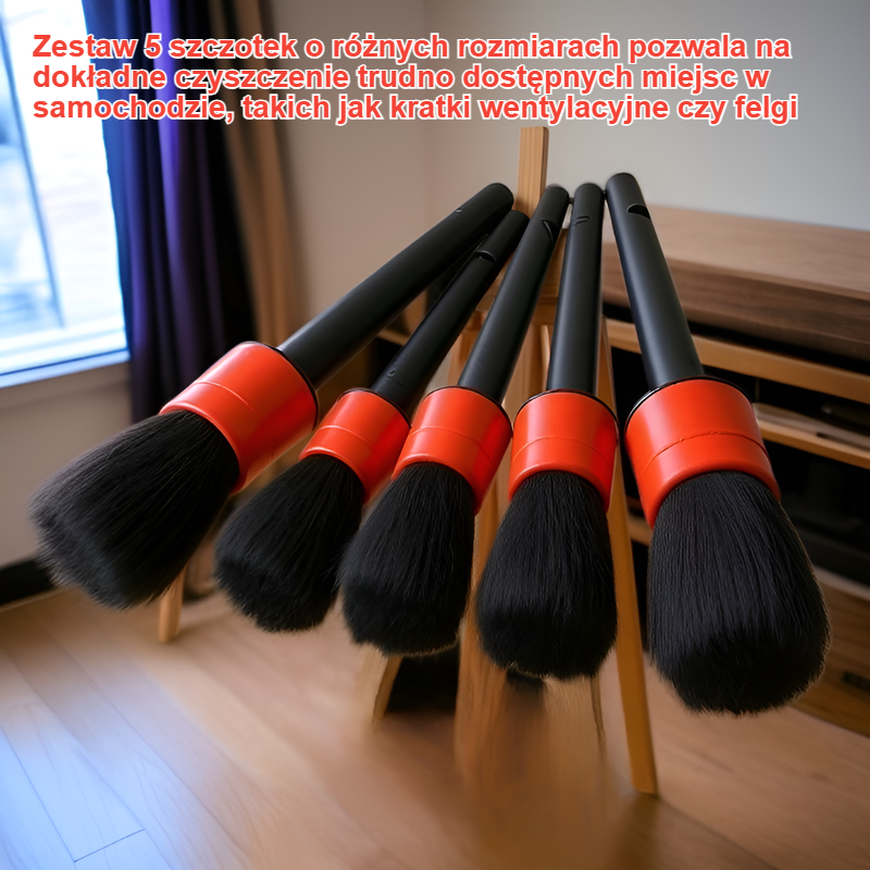 Zestaw 5 szczotek do czyszczenia samochodu, narzędzia do detali