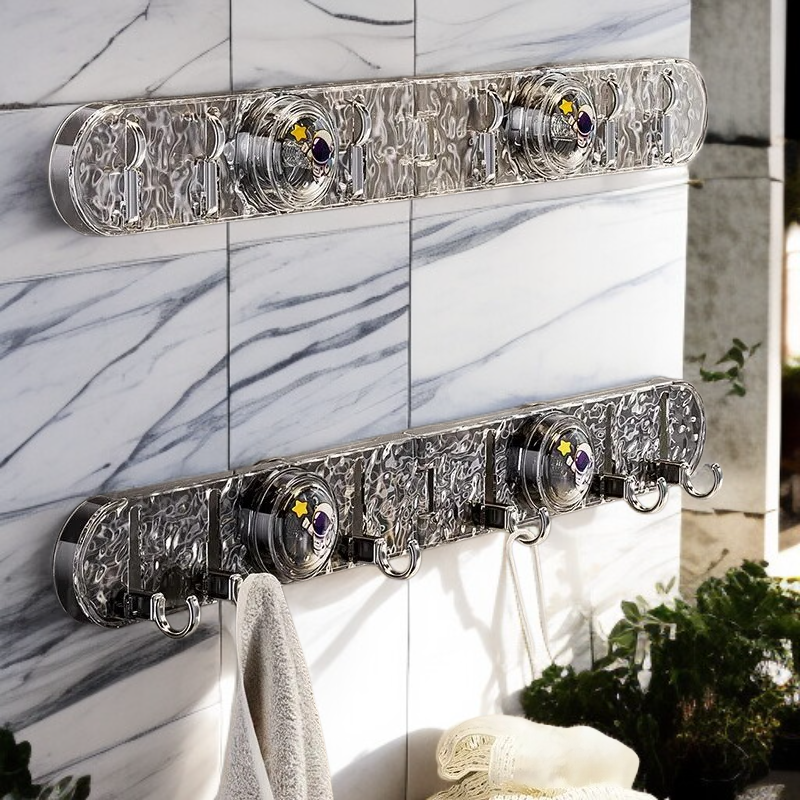 Space-saving corner hook for bathroom storage