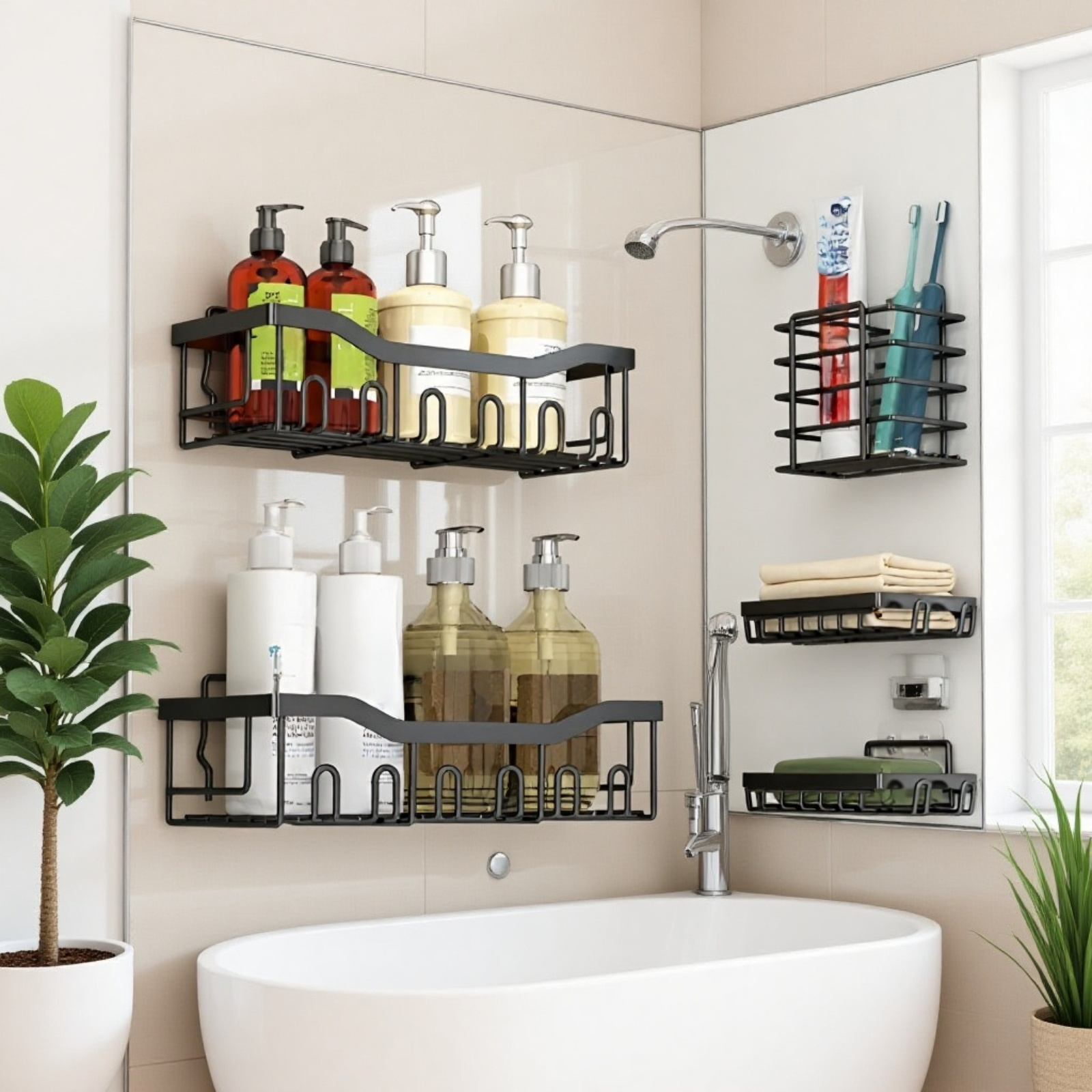 Funkcjonalna półka na ścianę do łazienki