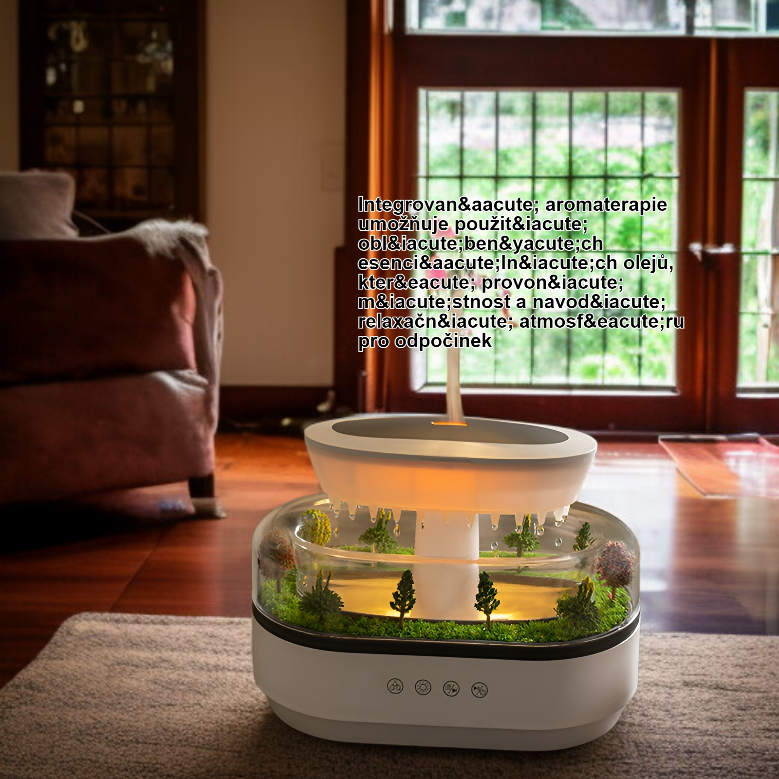 Zvlhčovač vzduchu do ložnice s aromaterapií a hydratační funkcí