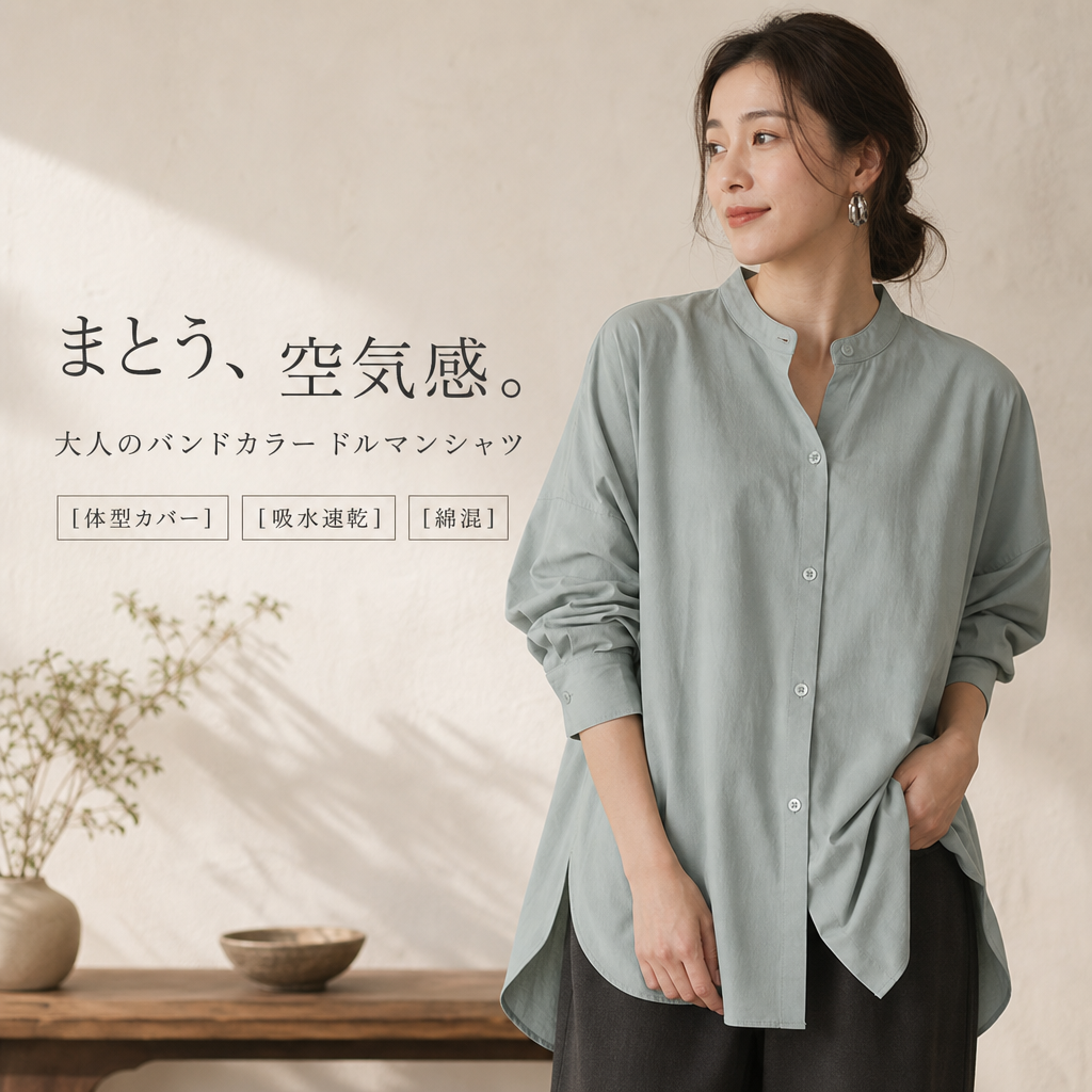 日本風バットスリーブゆったりシャツレディースシャツ