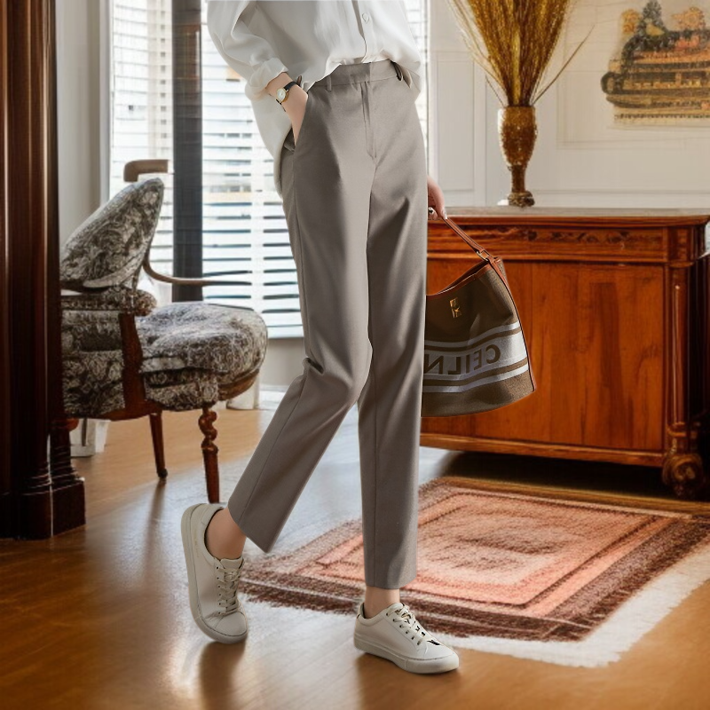 カレー パンツ スリム カジュアル ウィメンズ パンツ レディース スーツ パンツ ストレート シガレットパンツ