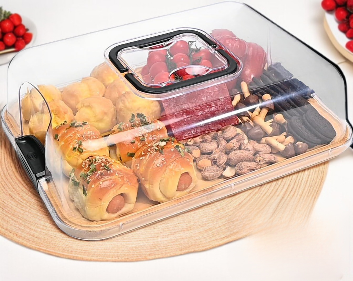 실목 벨트 덮개 목재 트레이 정면 이미지