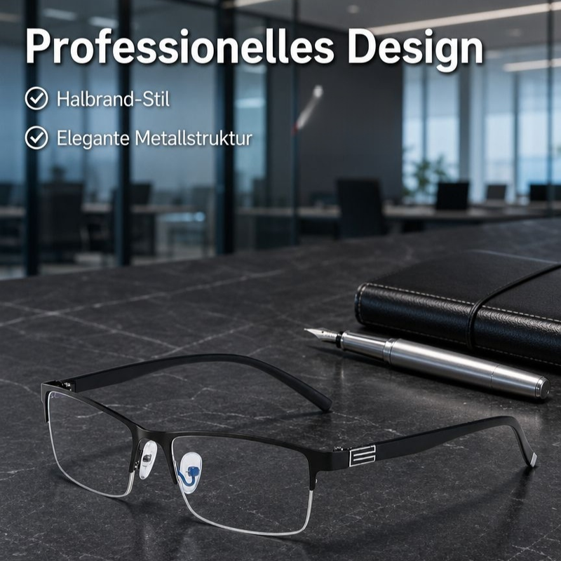 Herren Intelligente Halbrand Lesebrille mit Doppelfokus für Nah- und Fernsicht