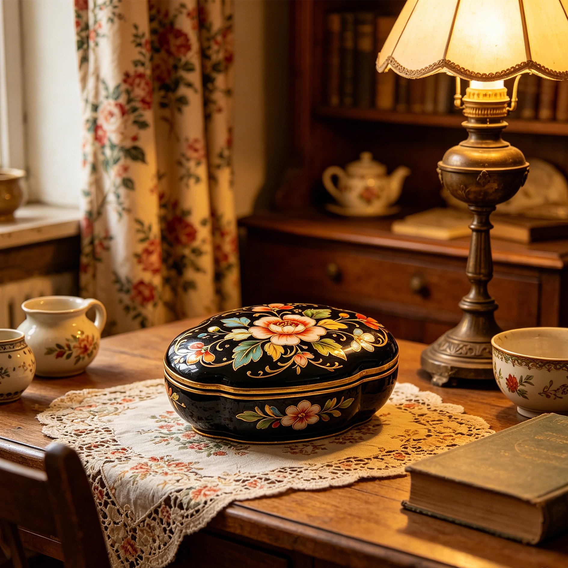 Bemalte Schmuckschatulle im Vintage-Stil aus Lack
