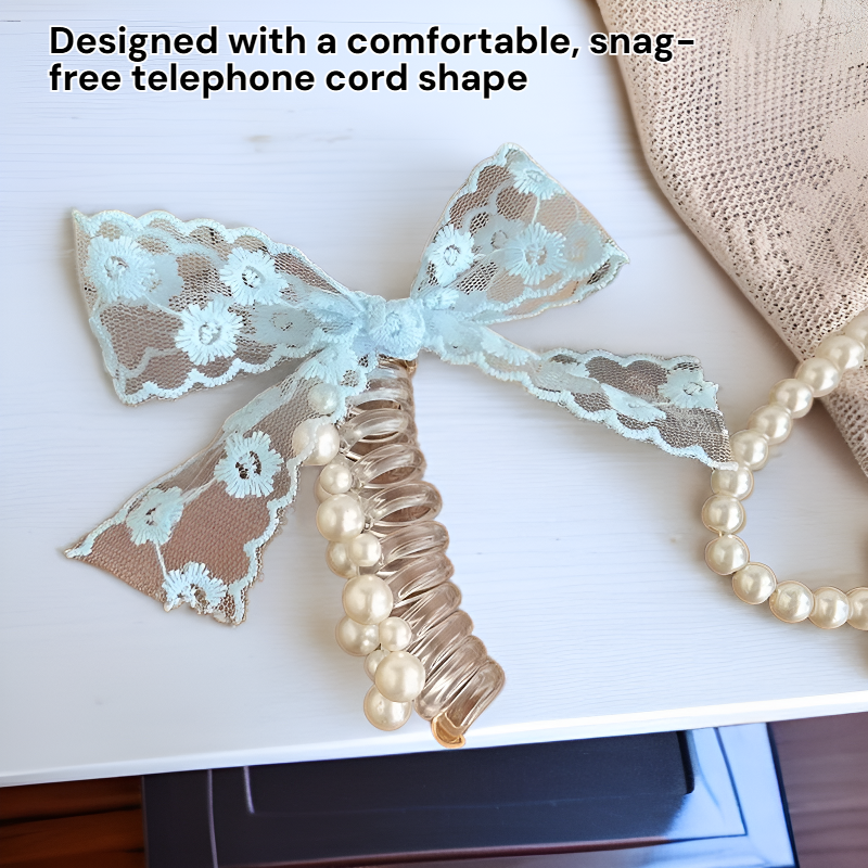 Trendy Pom Pom Telephone Coil Hair Ring