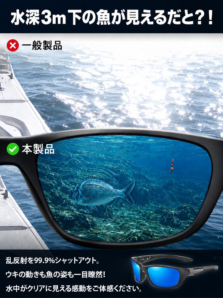 釣り用偏光サングラス 