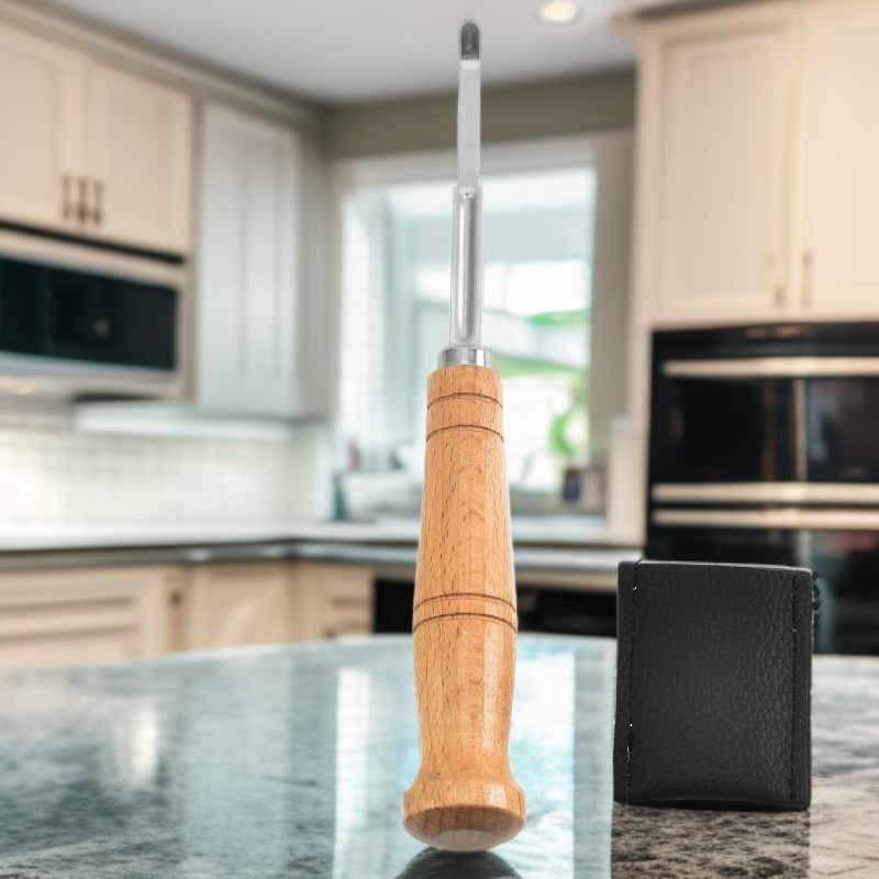 베이킹용 바게트 커터 나무 손잡이 호형 스테인리스 빵 커터