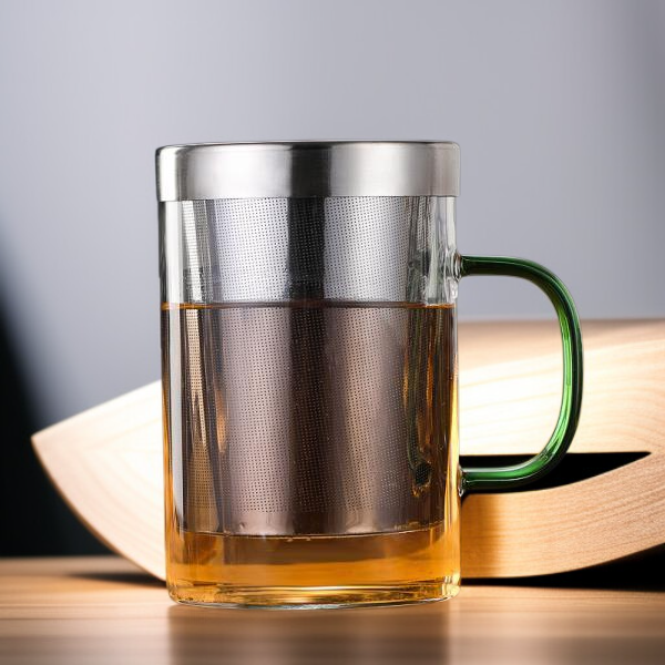 사무실 남성용 내열 유리 티컵 스테인리스 유리 티컵