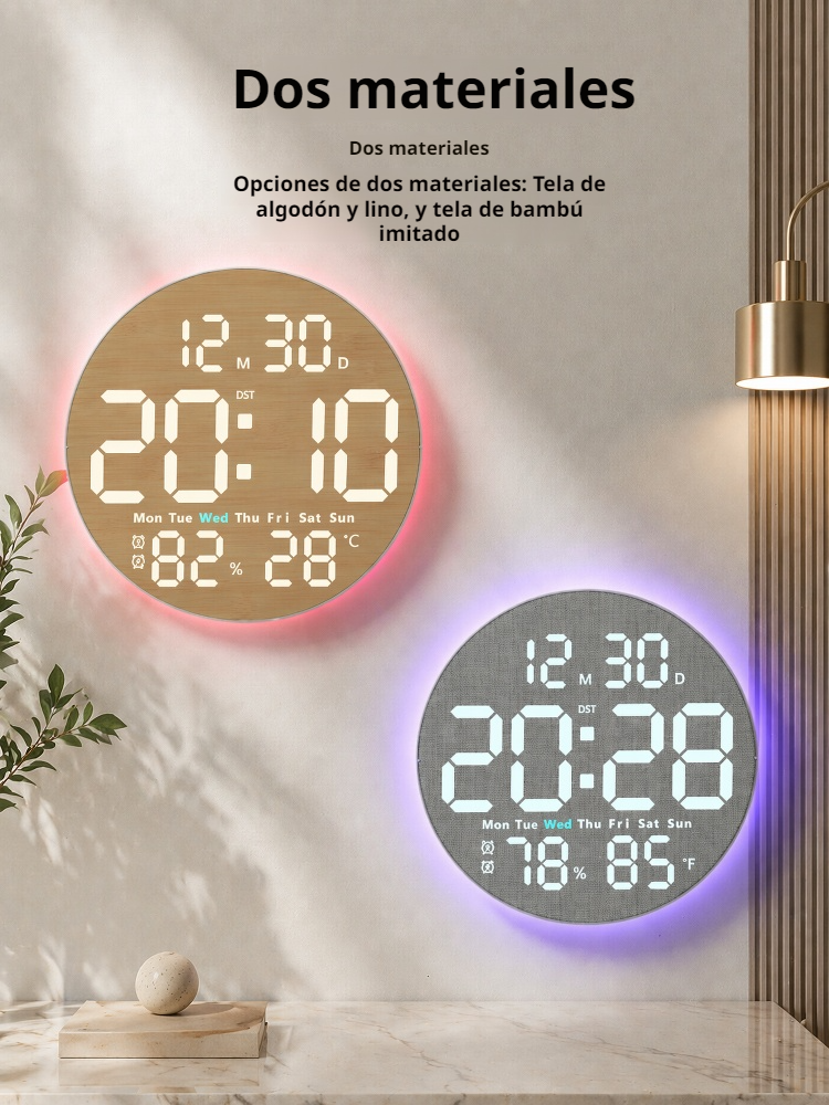 Reloj de pared LED moderno en ambiente minimalista