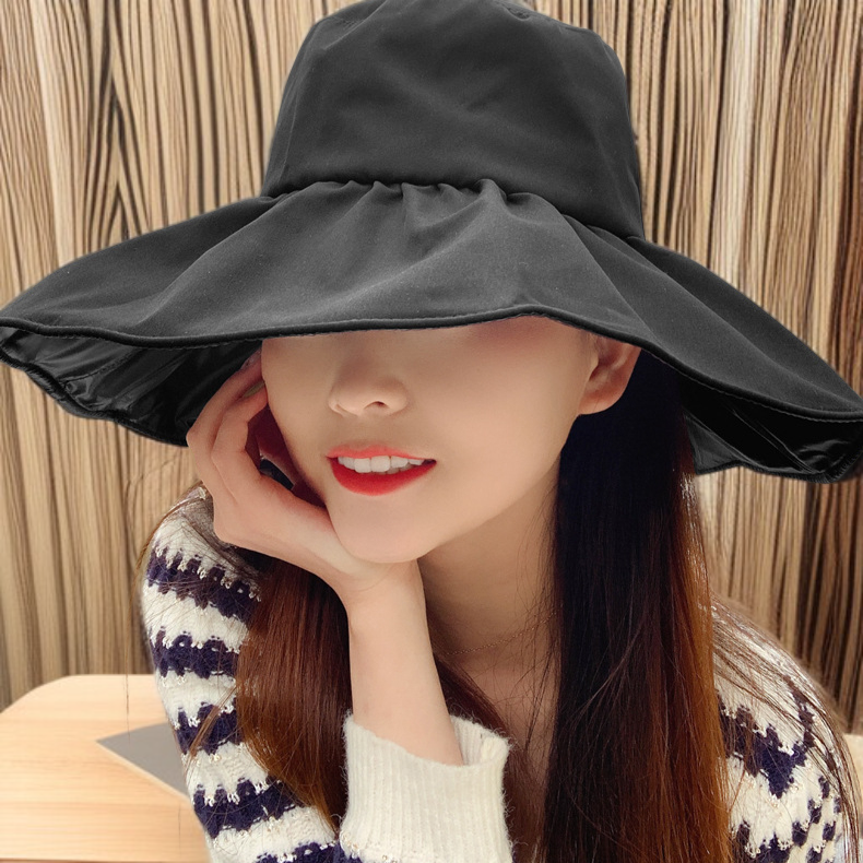 여성용 검정색 비닐 썬햇