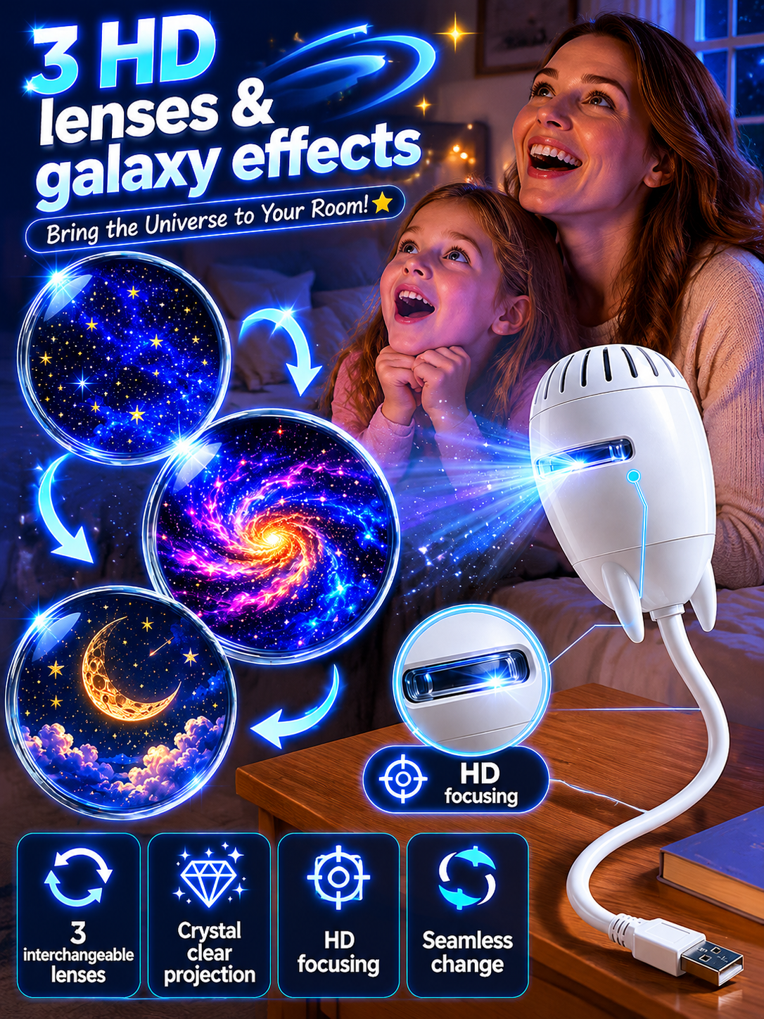 [Romantic Night] Starry Sky Projection Night Light