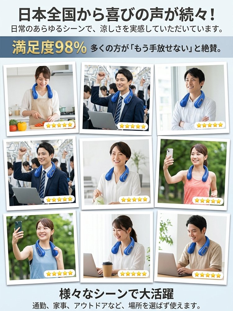 パワフル送風首掛扇風機