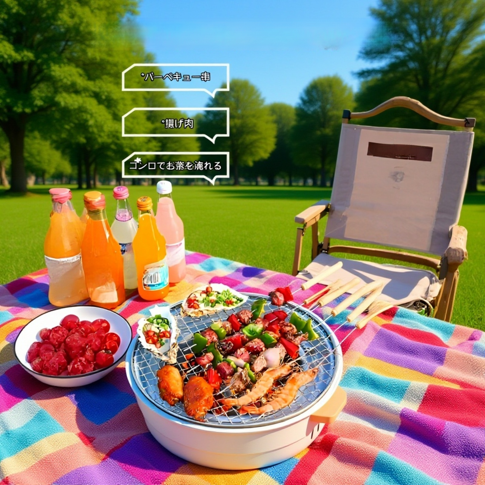 屋外用バーベキューコンロ 焚き火台 ティーセット付き