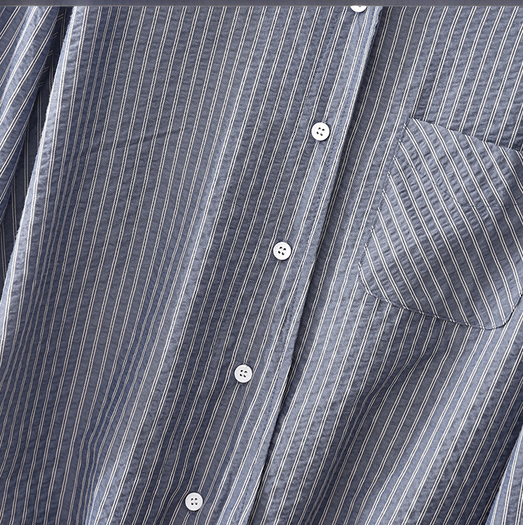 여성용 긴팔 줄무늬 셔츠 사이즈 안내