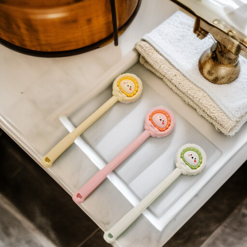 Cepillo de limpieza para la espalda del bebé, cepillo de baño para niños, cerdas suaves