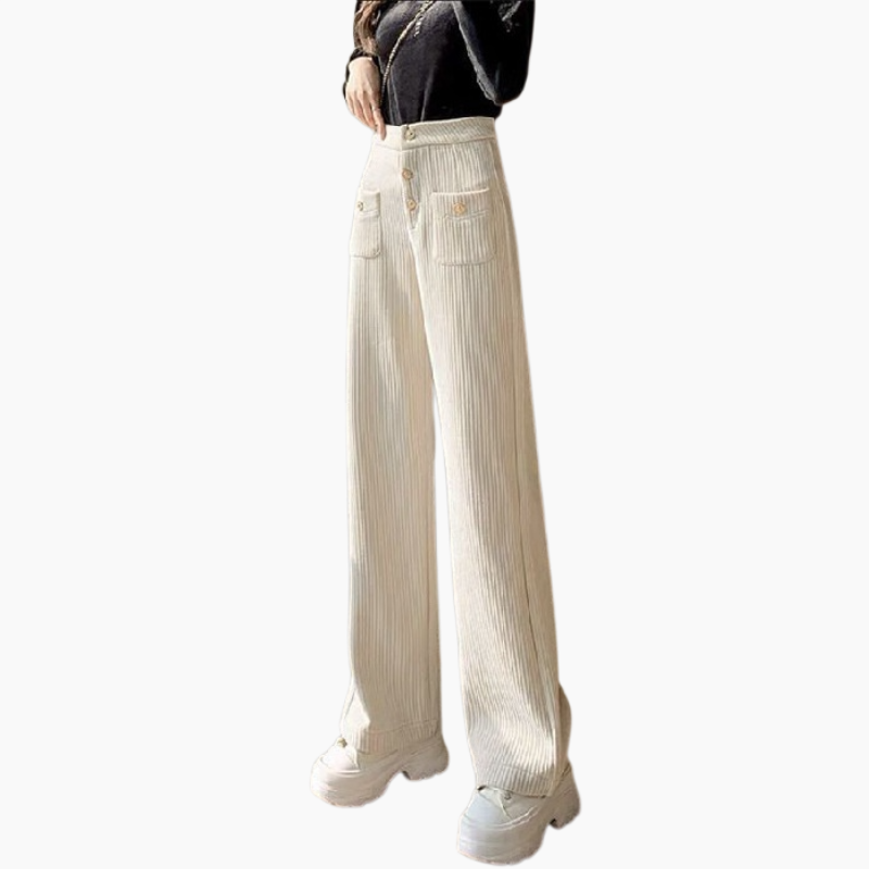 여성 하이웨스트 와이드 와이드 팬츠 시니어 와이드 팬츠 코듀로이 캐주얼 팬츠