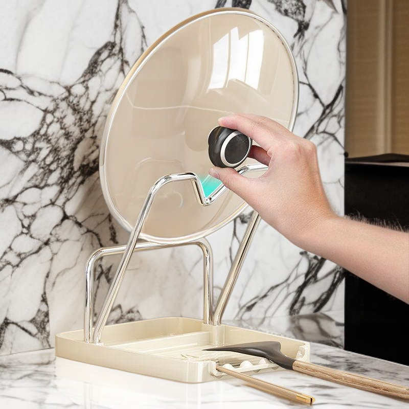 조리대에 설치된 냄비 뚜껑 보관대